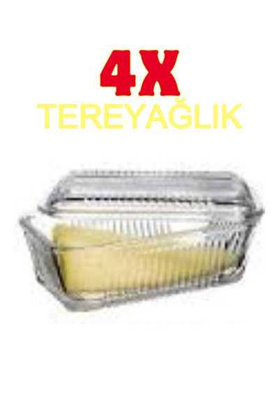 Paşabahçe Butter Food Set of 4 Breakfast Glass Storage Container 97711