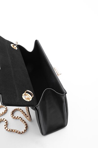 Marjin Dámská kabelka do ruky a přes rameno Zlatá barva Řetízkový popruh Vimas Black