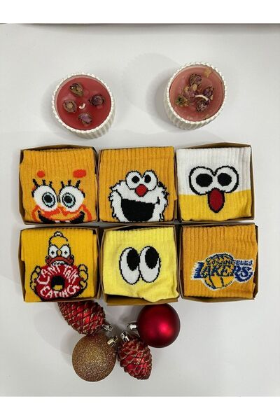 ToDo Store Unisex 6'lı Renkli Desenli Kolej Çorap