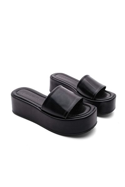 Marjin Damen Daily Metallic Slipper mit Keilabsatz Devos schwarz