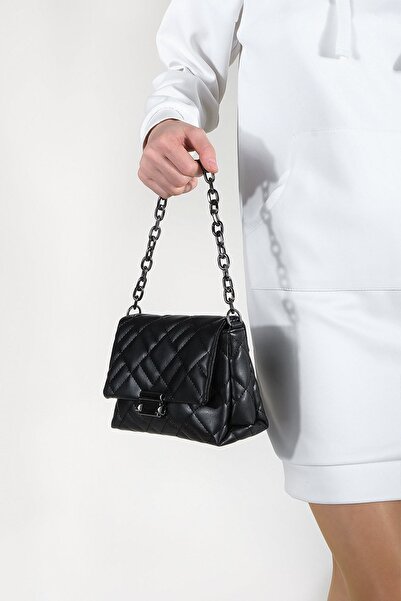 Marjin Women's Shoulder Bag Quilted Chain Crossbody Bag Interlining black