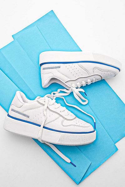 Marjin Damen Sneaker Hohe Sohle Schnürschuhe Sportschuhe Lekya Weiß Pailletten