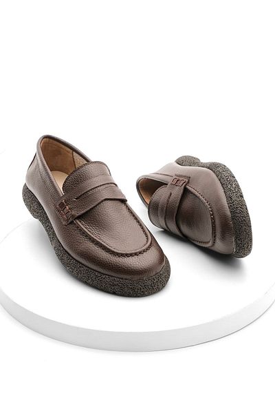 Marjin Women's Genuine Leather Loafer Casual Shoes Carez Brown