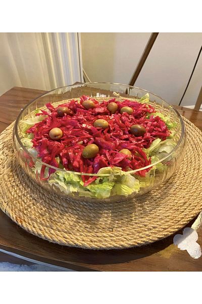 PEGA HOME Handmade Glass Large Salad Bowl Linea Body Presentation Bowl 24x6.5 Cm