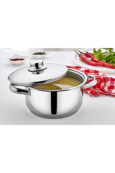 AYBABA STORE 18 Cm Mini Steel Deep Pot 2 Liters