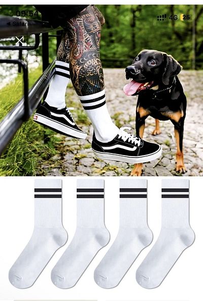 Airsocks 4 Συσκευασίες μαύρες ριγέ κάλτσες τένις