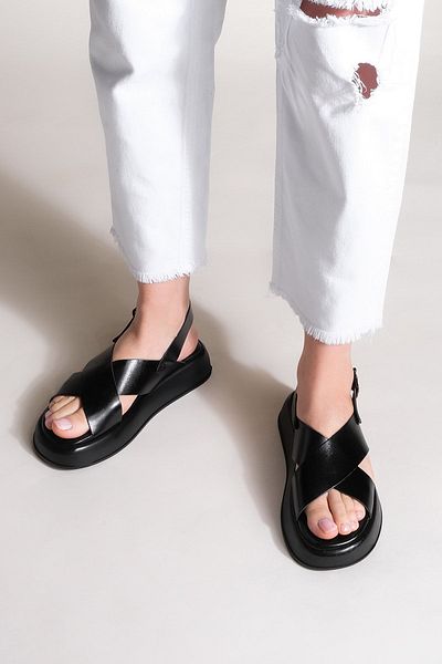 Marjin Women's Genuine Leather Daily Sandals Thick Sole Atirya black