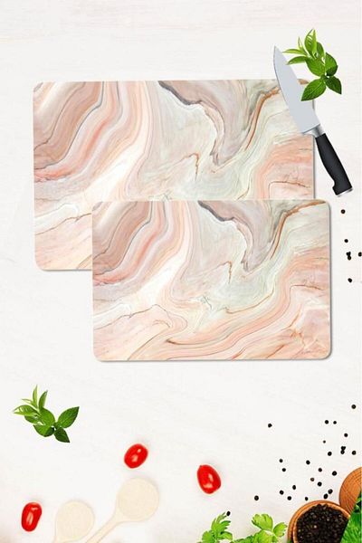 Saban Set of 2 30x40 cm and 20x30 cm Model 300 Patterned Glass Cut Plate and Stove Protection