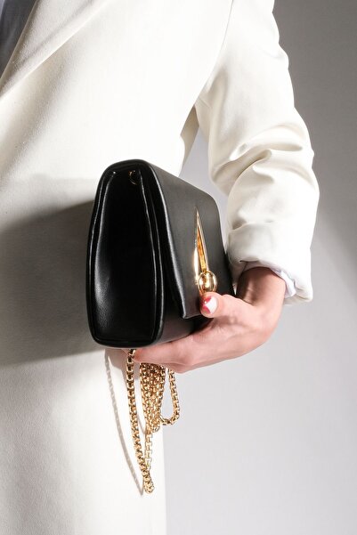 Marjin Women's Hand&Shoulder Bag Gold Chain Strap Mitoz Black