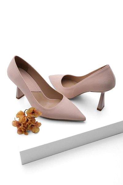 Marjin Women's Stiletto Pointed Toe Heeled Shoes Goles beige