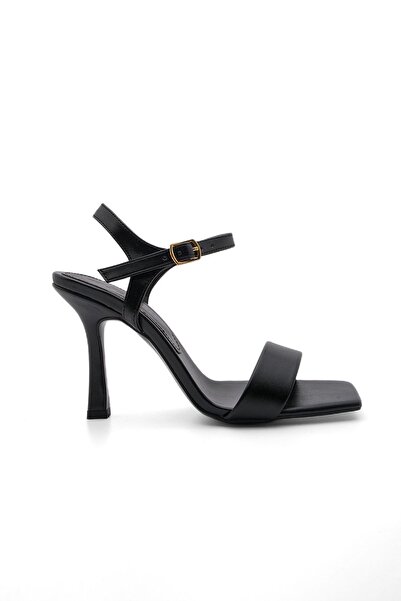 Marjin Dámské boty na podpatku Blunt Toe Kotníkový pásek Felya černá