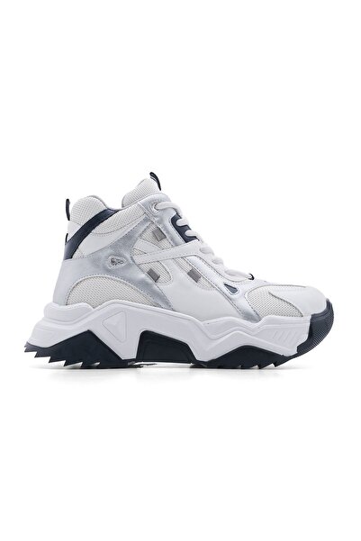 Marjin Women's Sneakers Thick Sole Ankle Lace-Up Sports Shoes Punes Gray