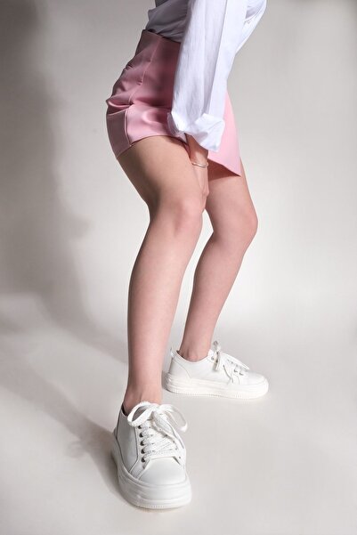 Marjin Women's Sneaker Thick Sole Sports Shoes Hotes White