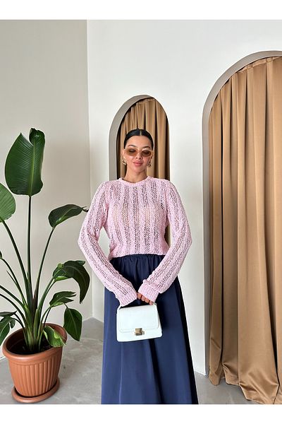 Laluvia Rosa Strickbluse – Spinnennetz-Design