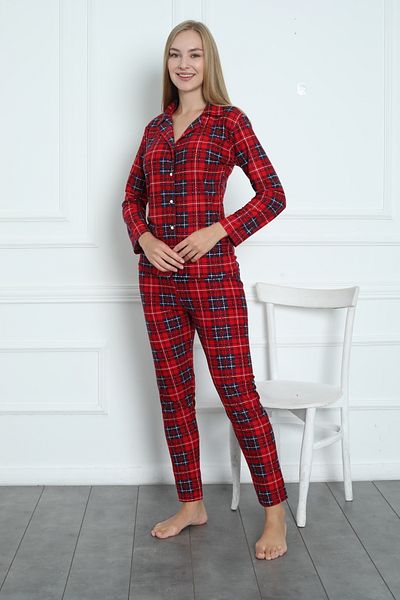 FAMESTEKSTİL Suede Pajama Set - Front Buttoned
