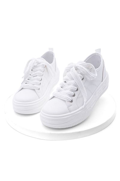 Marjin Women's Sneaker Thick Sole Sports Shoes Hotes White