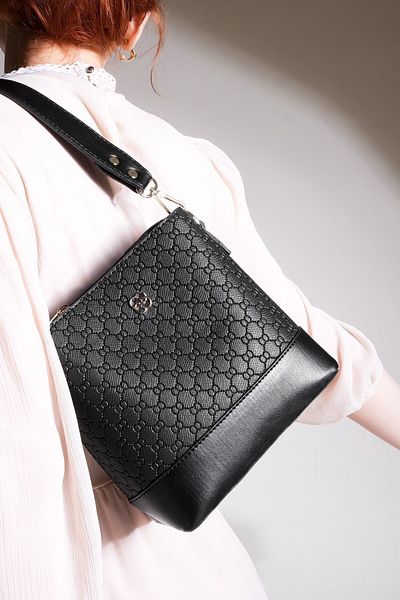 Marjin Women's Shoulder & Shoulder Bag Medium Size Fustel black