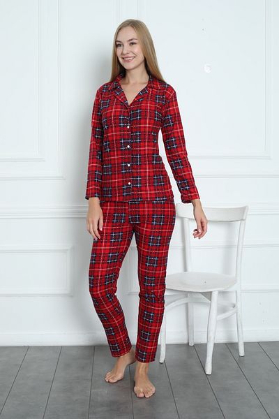 FAMESTEKSTİL Suede Pajama Set - Front Buttoned