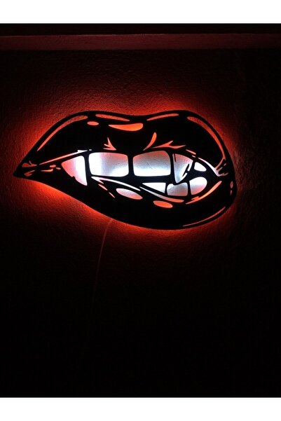 ÇAKRA Dudak Tasarım Led Işıklı Ahşap Tablo 60x33cm