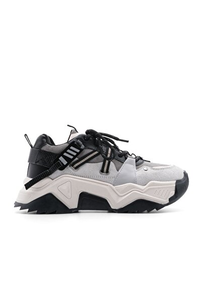 Marjin Women's High Transparent Sole Sneaker Lace-Up Sports Shoes Ojis Gray