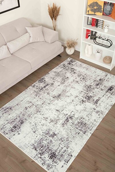 Serente Home Abstract Desenli Yıkanabilir Kaymaz Taban Şönil Krem Mutfak Halı...
