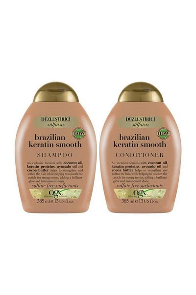 OGX Brazilian Keratin 385 ml Sulfate-Free Straightening Shampoo and Hair Care Conditioner