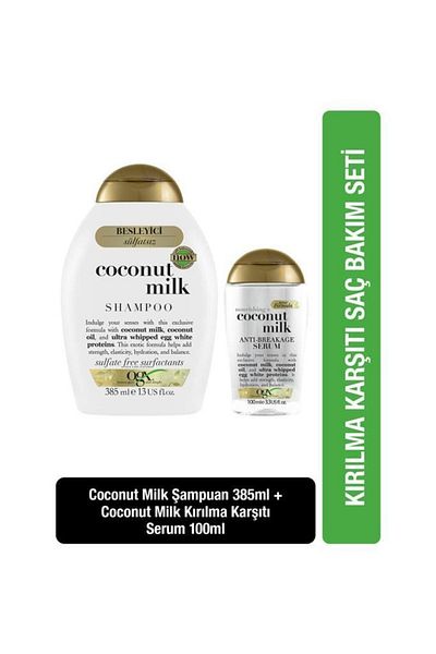 OGX Coconut Milk Nourishing - Sulfate-Free Shampoo 385 ml + Serum 100 ml