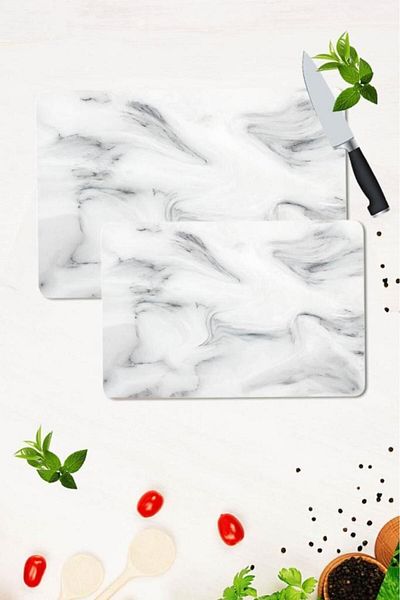 Saban Set of 2 30x40 Cm and 20x30 Cm Model 150 Patterned Glass Cutting Plate and Stove Protection