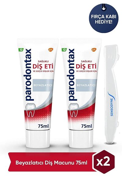 Parodontax 75ml Whitening Toothpaste - 2 Brush Containers Gift