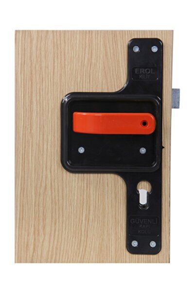 Erol Kırılmaz Güvenli Bariyerli Kapı Kolu Siyah Ayna-turuncu Kol