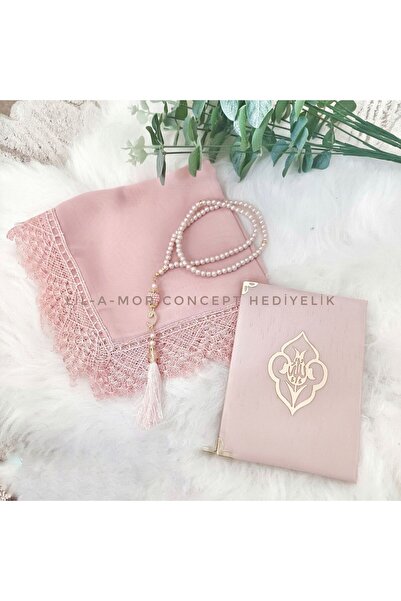 LilAmor Concept Hediyelik Namaz örtüsü başörtüsü umre hac hediyesi mevlid hediyesi gelin namaz seti tesbih dua kitabi kuran