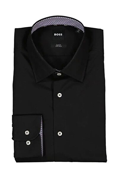 BOSS Erkek Poplin Kumaş Dar Kesim Siyah Gömlek 50519859-001