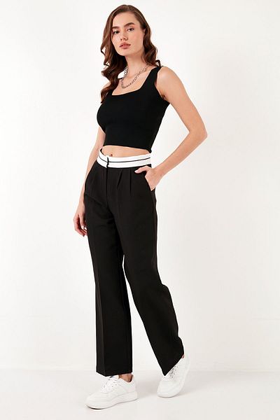 Lela High Waist Wide Leg Trousers - Regular Fit Pant 611Pl061