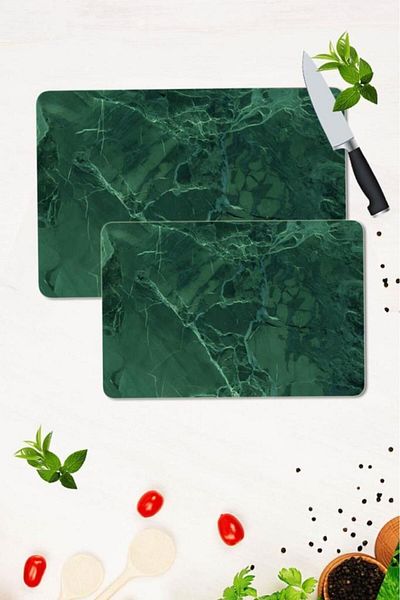 Saban 30x40 Cm and 20x30 Cm Model 376 Patterned Set of 2 - Glass Cutting Plate and Stove Protection