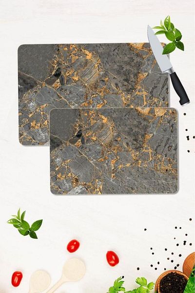 Saban Set of 2 30x40 Cm and 20x30 Cm Model 62 Patterned Glass Cutting Plate and Stove Protection