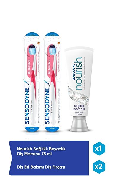 Sensodyne Nourish Sağlıklı Beyazlık Diş Macunu 75 ml + Diş Eti Bakımı Diş Fır...