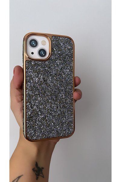 By Semra İPHONE 13-14 UYUMLU LUX DERİ SWAROVSKİ TAŞLI İÇİ KADİFE TAM KORUMA K...