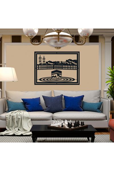 DECOVIENO Pictură murală din metal al lui Allah (CC) Kaaba-I Masjid al-Masjid - Decor pentru biroul de acasă (45 cm x 33 cm)