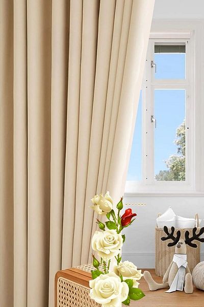 Madame Dower Beige Sunshade Curtain - 4 Layers, Anti-dust and Sound Insulation
