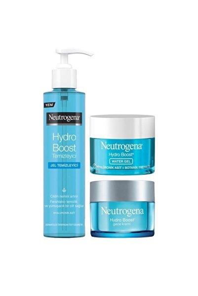 Neutrogena Hydro Boost Water Gel 50 ml+Gece Kremi 50ml+Jel Temizleyici 200 ml