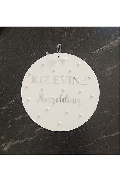 hediyesepetin Gold Plexi Girl's Home - Welcome with Pearl Detail