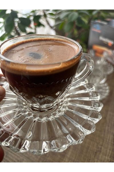 DİBA AVM 12 Piece Coffee Espresso Cup Set for 6 People - Glass Cup