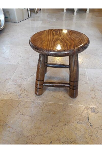 Zeliş Ahşap Hediyelik Eşya 25cm Kahverengi Cocuk Taburesi