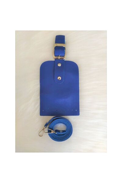 Leather Cell Phone Bag Cover Set with Neck Strap Blue