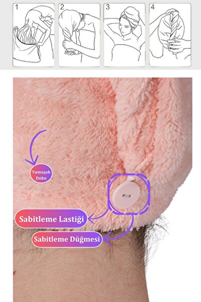 vosvera Сушилка для волосся, рушник для волосся та набір для нанесення макіяжу, рожевий