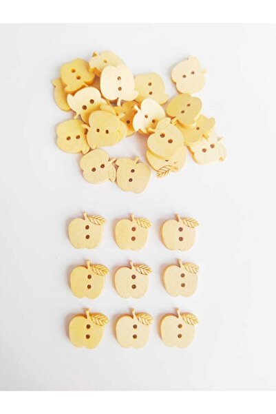 Zedhobi 20 Adet Natural Ahşap Elma Düğme 12 Mm