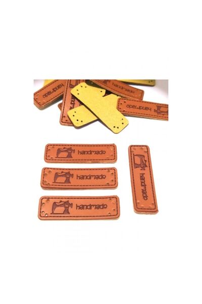 Zedhobi 10 Adet Handmade Deri Etiket Dikiş Makinesi Figürlü Etiket , Etiketler
