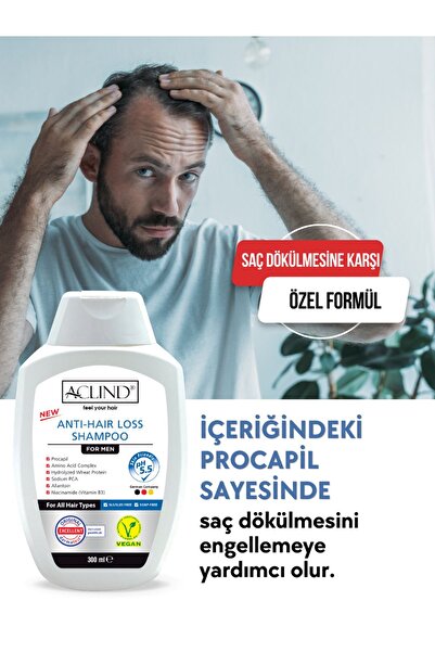 Aclind ® Antı-haır Loss Shampoo | For Men 300 ml | Erkekler Için Saç Dökülmesine Karşı Etkili Şampuan