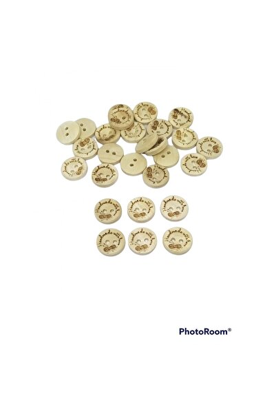 Zedhobi 20 Adet 15 Mm Ahşap Handmade Yazılı Yumak Desenli Düğme