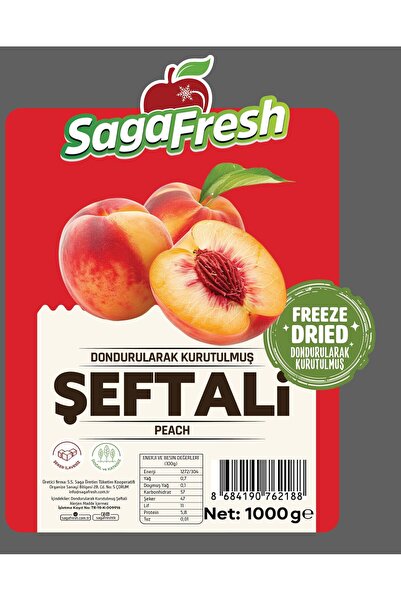 SagaFresh 1000 جرام شرائح خوخ مجففة بالتجميد